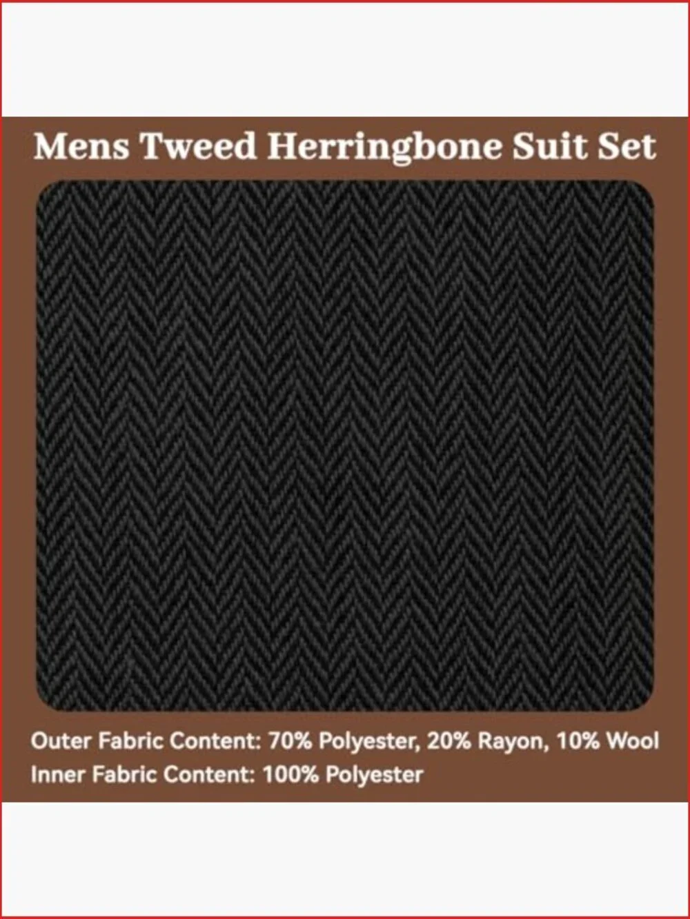 Retro 3 Piece Tweed Herringbone Suit Set Jacket Vest Pants for Wedding Prom - Picture 2 of 7